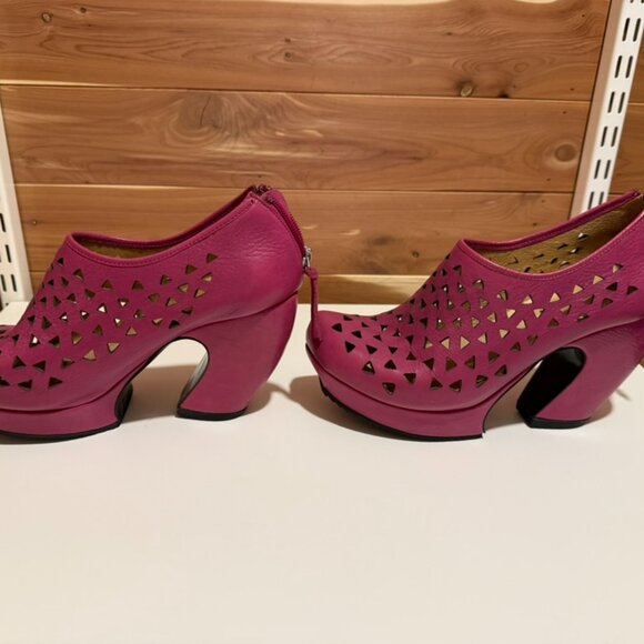 John Fluevog Prepare Hi Rappel Fuchsia Cutout Leather Platform Heels Size 9.5 - Picture 2 of 7